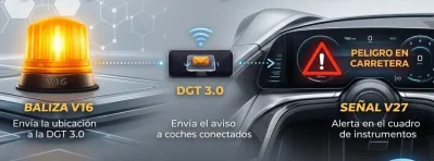 Señal V27: qué es el triángulo virtual de la DGT y cómo funciona