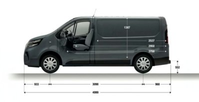 Nissan Primastar Furgón L1H1 130CV exterior medidas