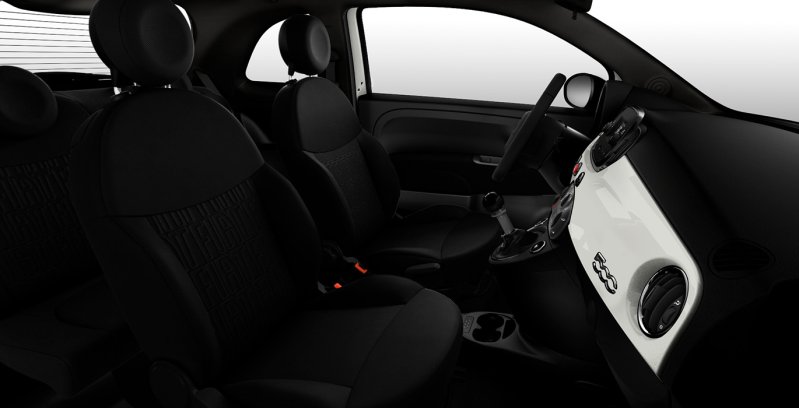 Fiat 500 1.0 Hybrid interior perfil negro